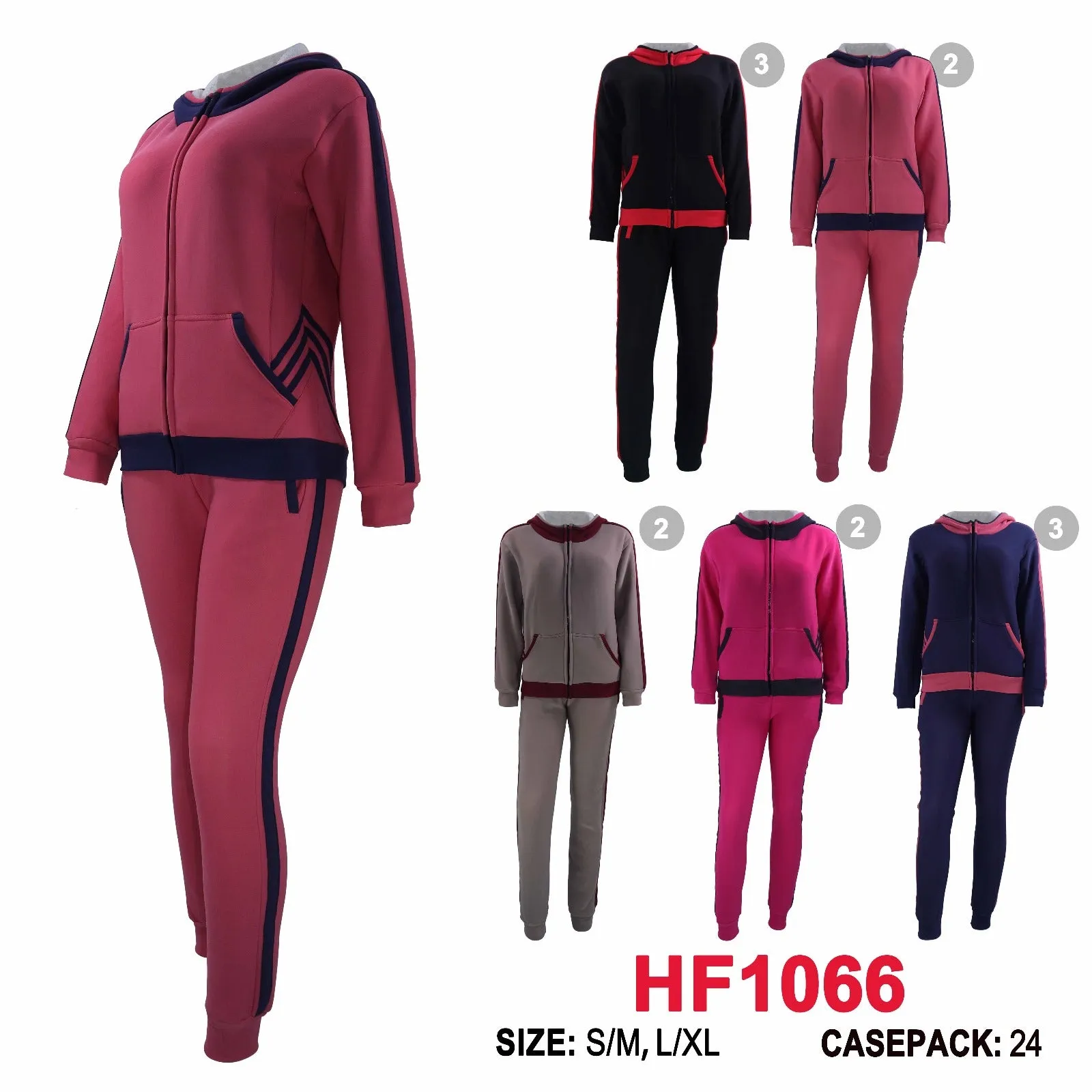 12 Sets Winter Lining Outfit Gym Legging Pants And Full Zip Jacket Top W/Hoodie Set HF1066