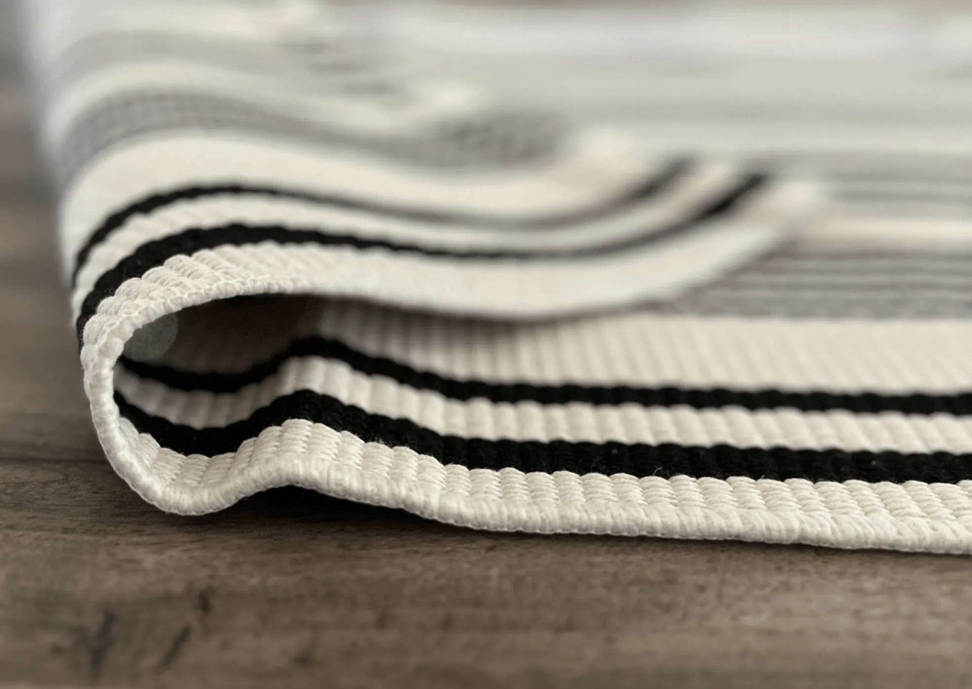 Black and White Striped Accent Rug, 2X3