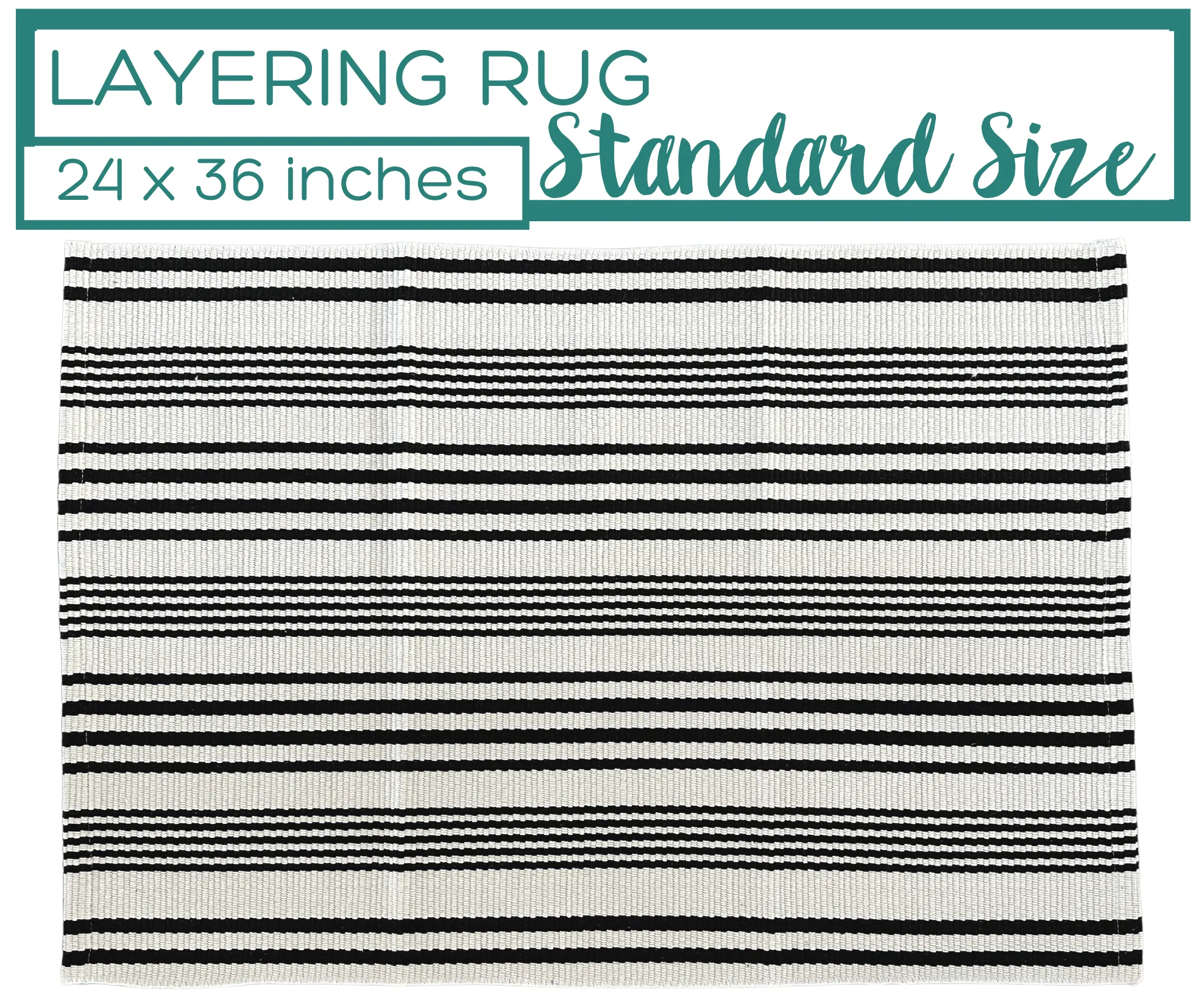 Black and White Striped Accent Rug, 2X3