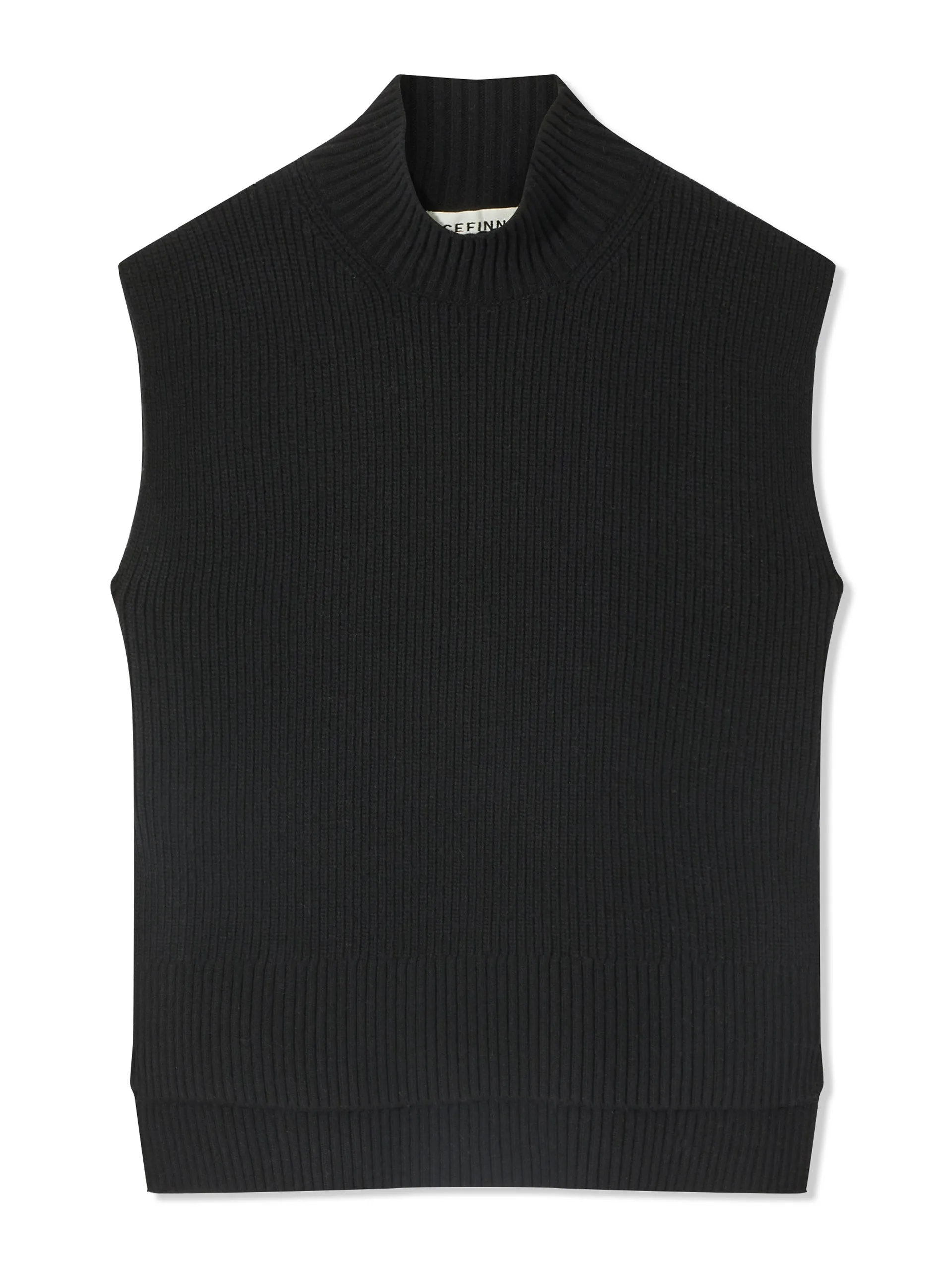 Black Janice funnel neck sleeveless layering jumper