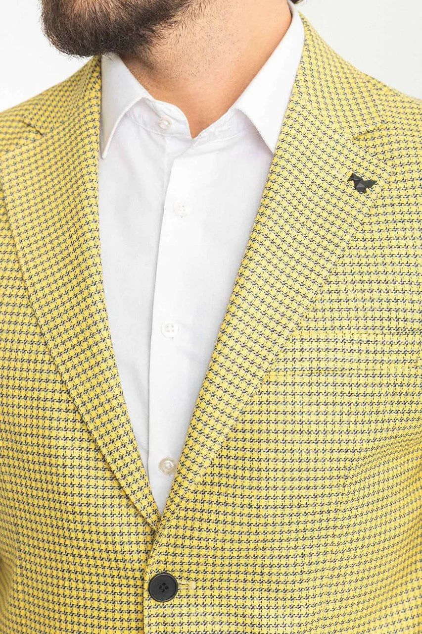 Bojoni Torretta Slim Fit Yellow Plaid Blazer