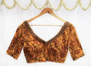 Cadmium yellow,Digital Print Strechable  knit blouse