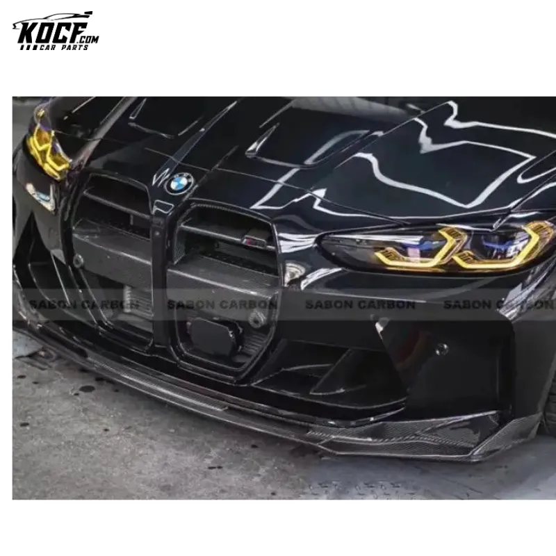 Carbon fiber Front lip 3-PC VOR style front splitter bumper lip for BMW G80 G82 G83 M3 M4 2021 