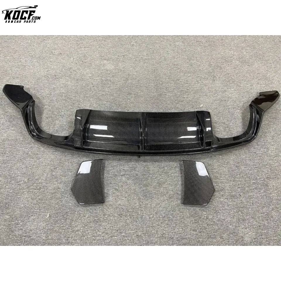 Carbon Fiber Rear Bumper Lip Diffuser with Side Splitter Spats Panel Aprons For 15-19 Audi TT Sline TTRS MK3