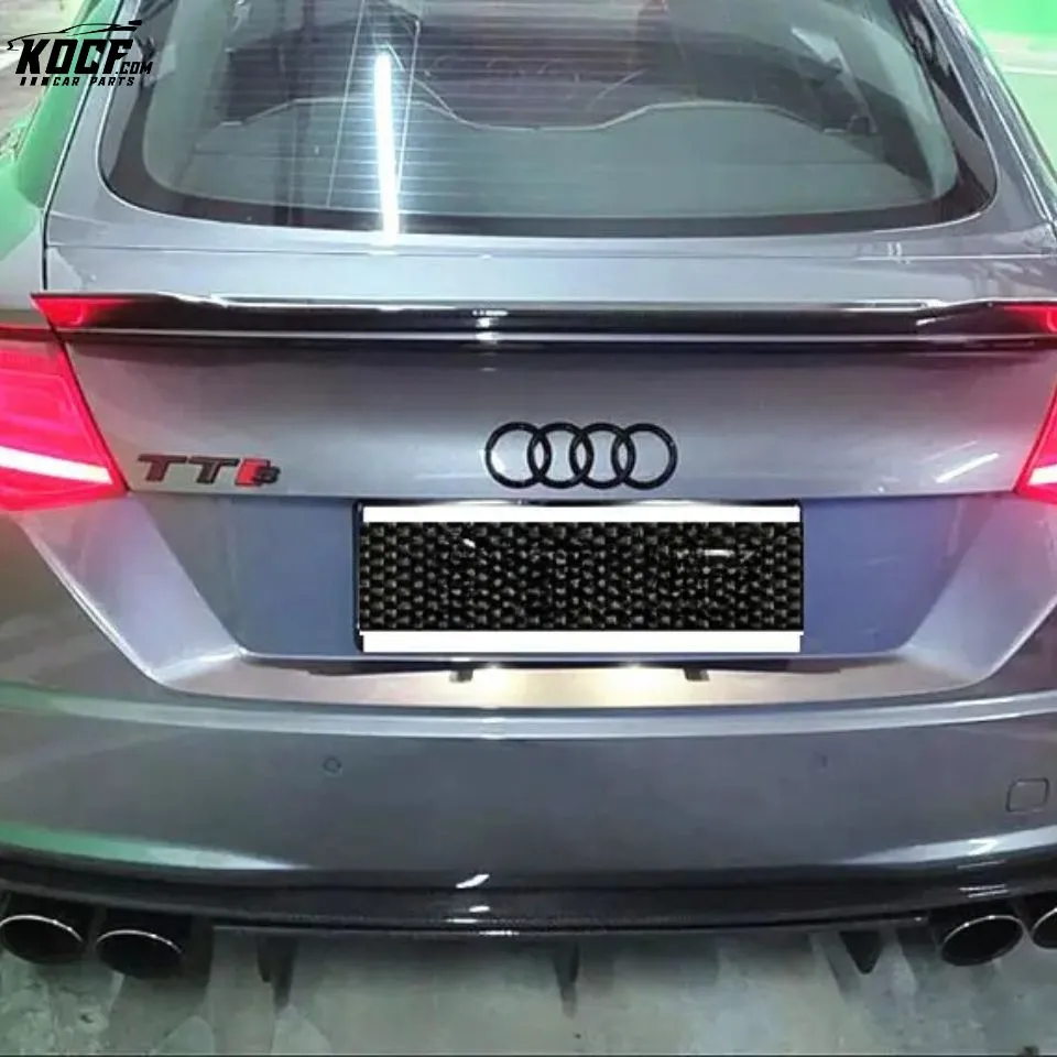 Carbon Fiber Rear Bumper Lip Diffuser with Side Splitter Spats Panel Aprons For 15-19 Audi TT Sline TTRS MK3