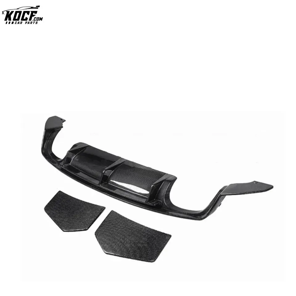 Carbon Fiber Rear Bumper Lip Diffuser with Side Splitter Spats Panel Aprons For 15-19 Audi TT Sline TTRS MK3