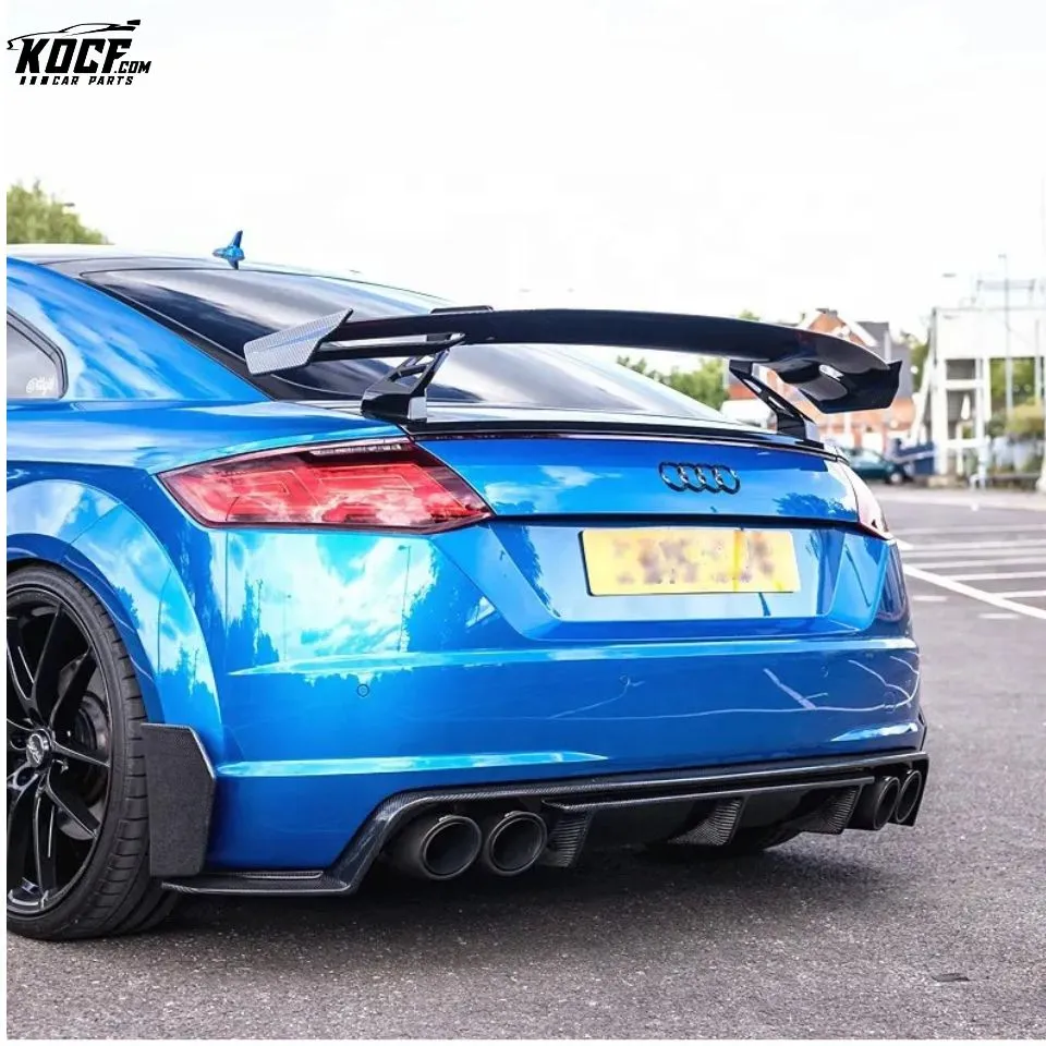 Carbon Fiber Rear Bumper Lip Diffuser with Side Splitter Spats Panel Aprons For 15-19 Audi TT Sline TTRS MK3