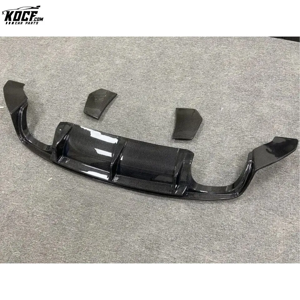 Carbon Fiber Rear Bumper Lip Diffuser with Side Splitter Spats Panel Aprons For 15-19 Audi TT Sline TTRS MK3