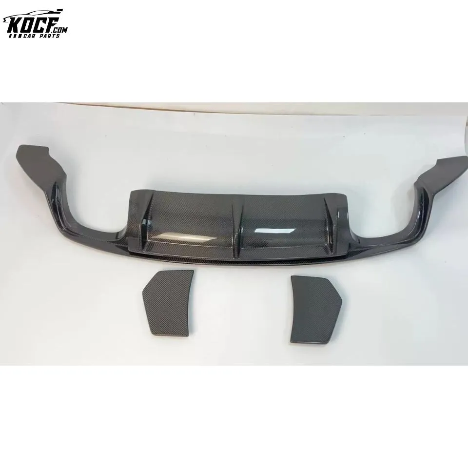 Carbon Fiber Rear Bumper Lip Diffuser with Side Splitter Spats Panel Aprons For 15-19 Audi TT Sline TTRS MK3