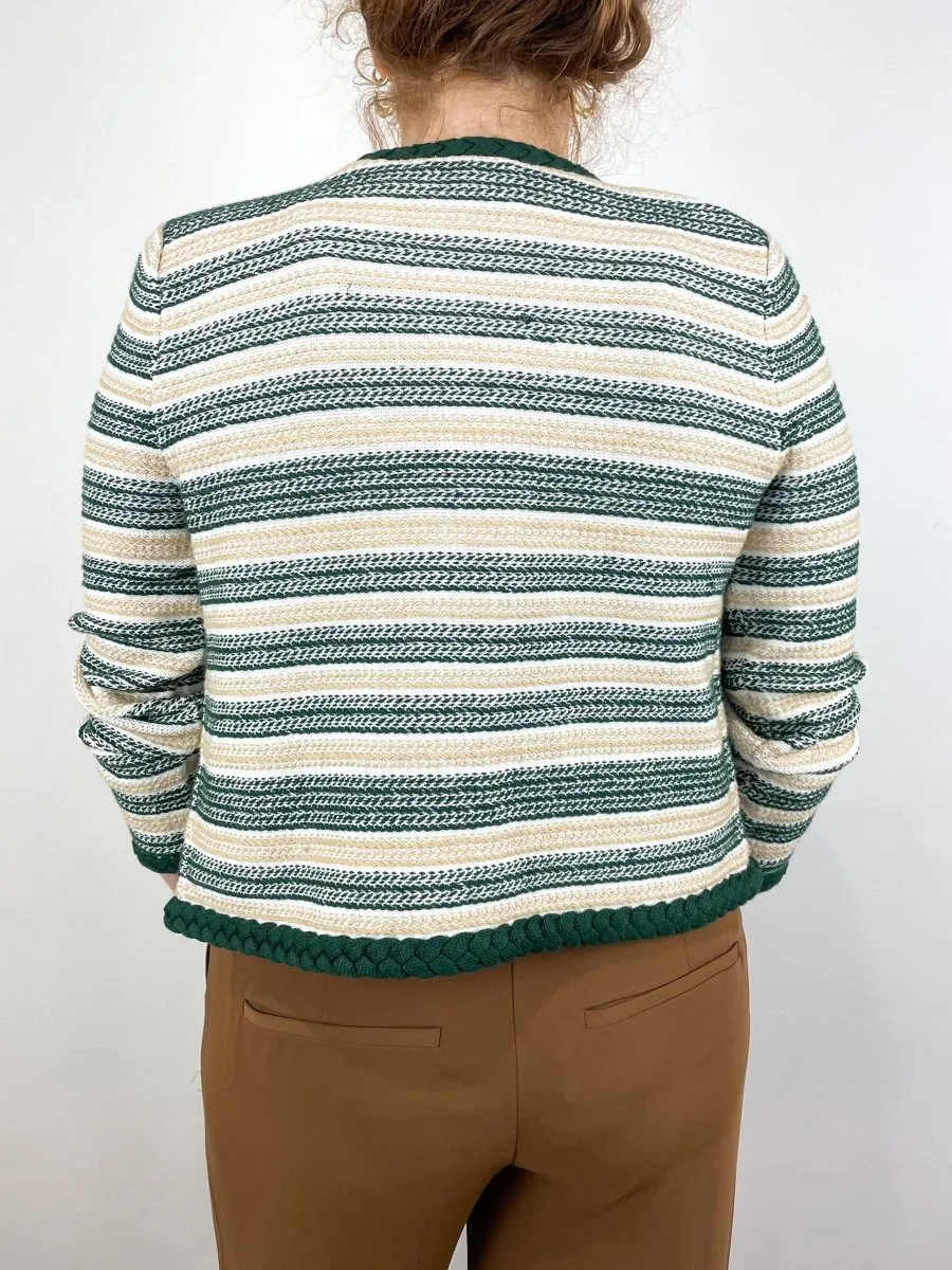 Claudine Knit Jacket in Ivory/Green