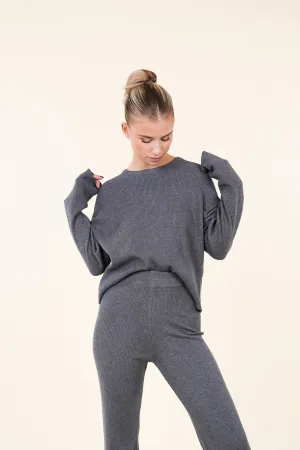 Comfy knit met ribstof grijs - Indy