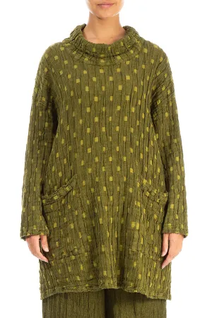 Cowl Neck Golden Lime Textured Linen Tunic