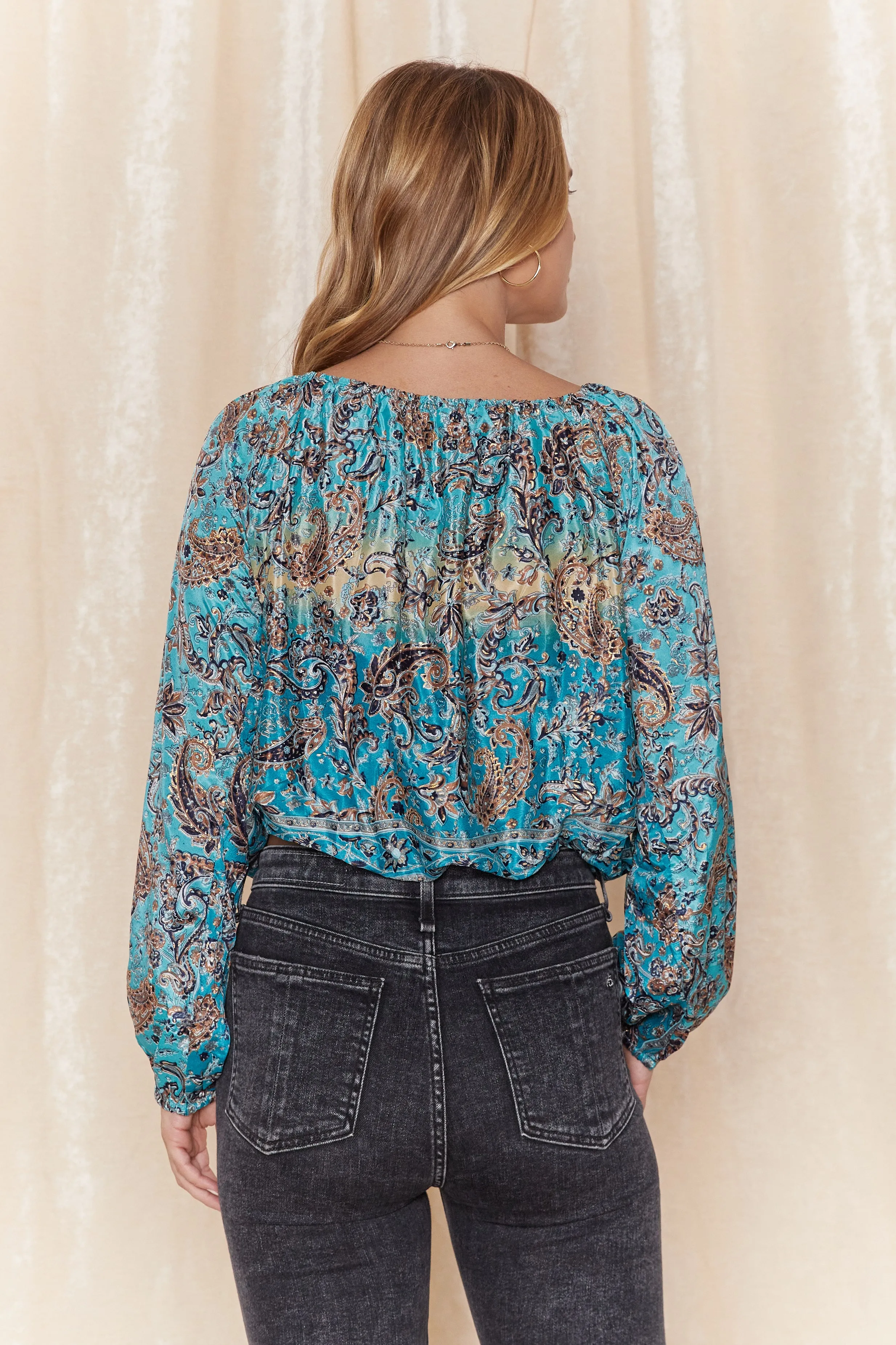 Ekani Keyhole Silk Blouse