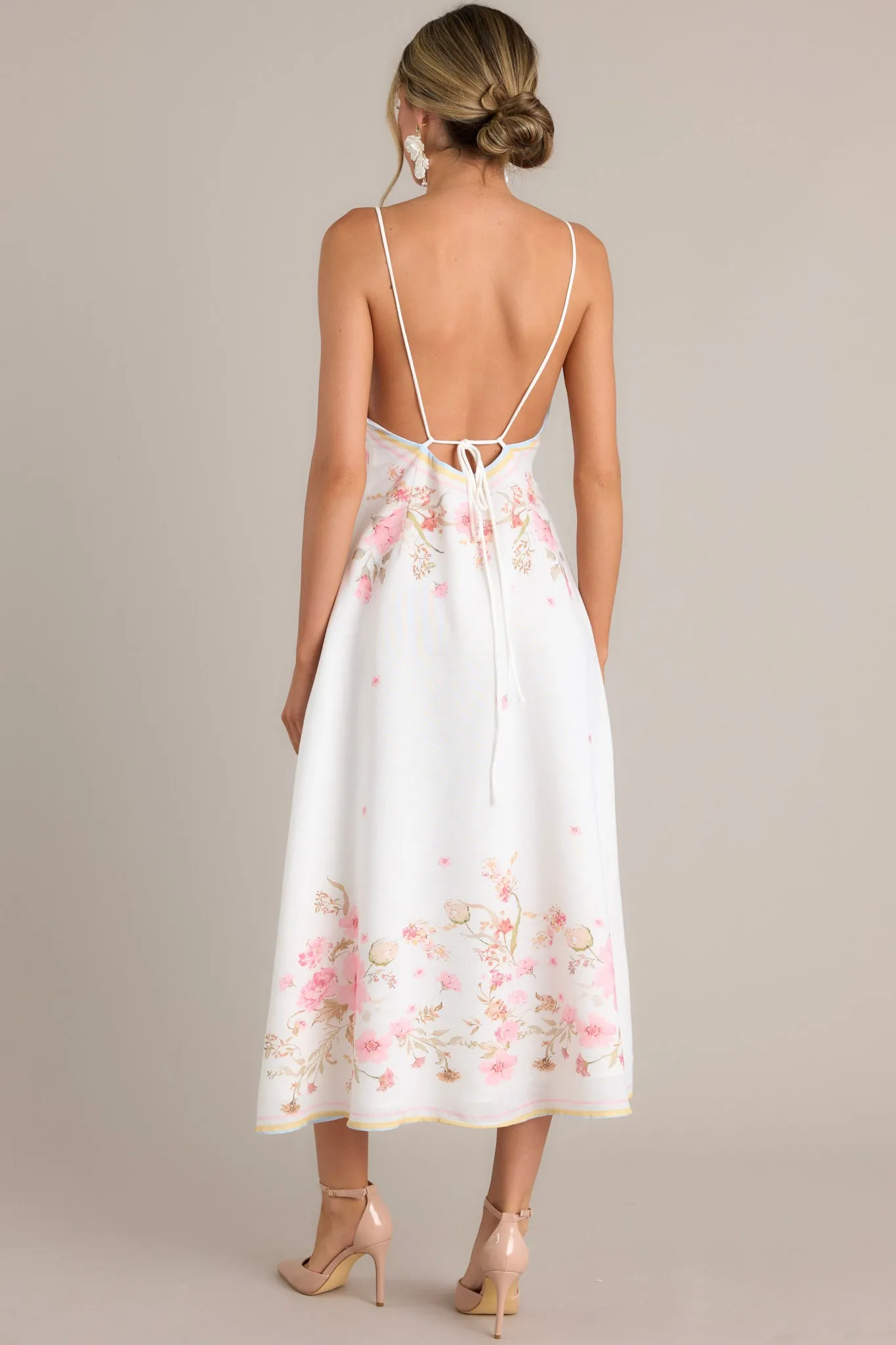 Enchanted Bloom Ivory Multi Floral Midi Dress