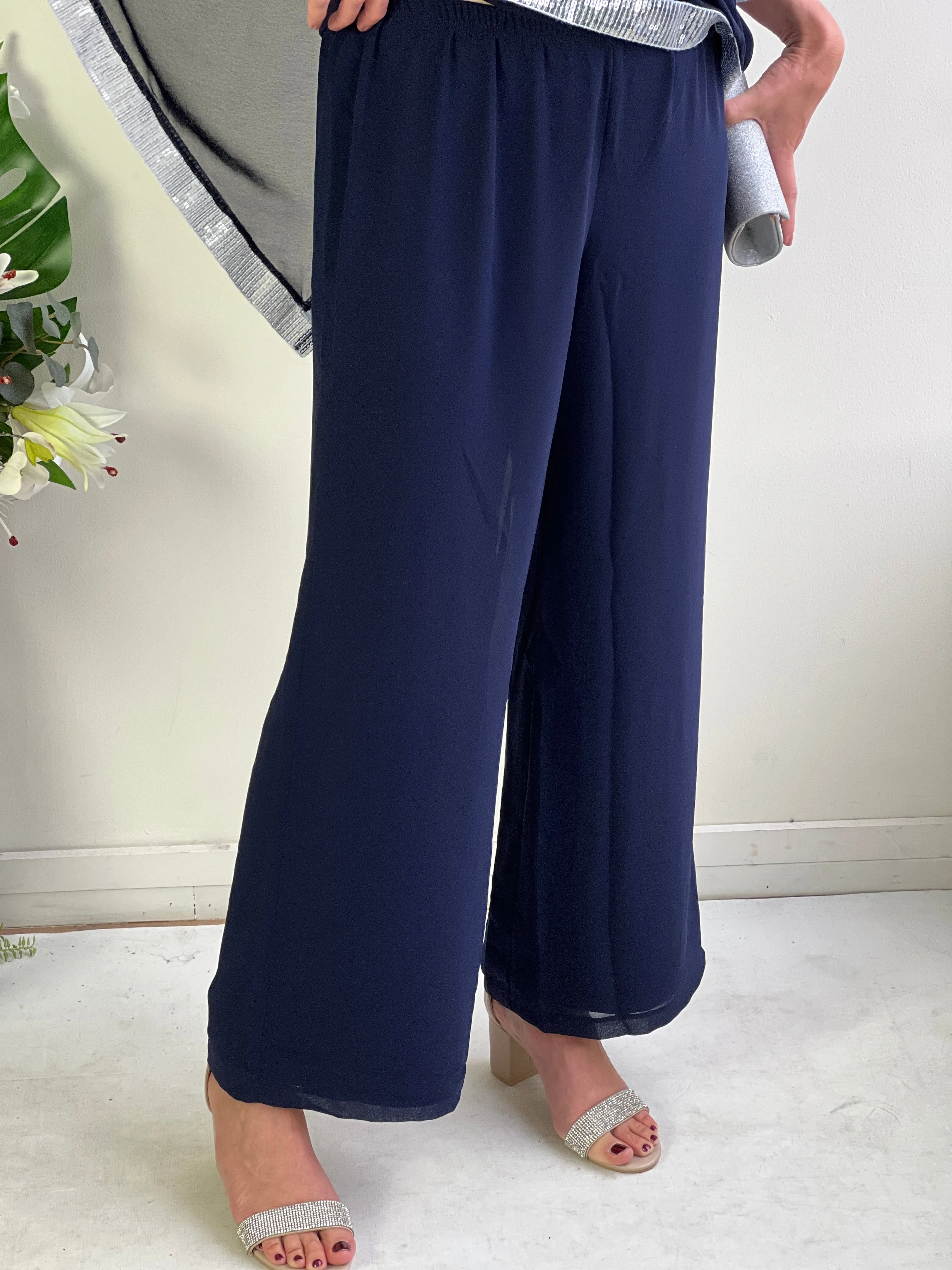 Faith Navy Chiffon Pants