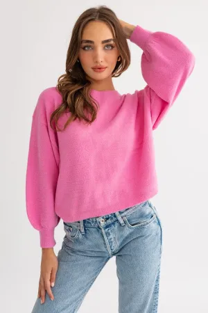 Fallon Fuzzy Sweater with Back Ruching