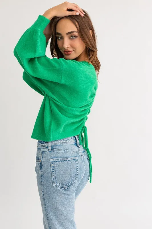 Fallon Fuzzy Sweater with Back Ruching