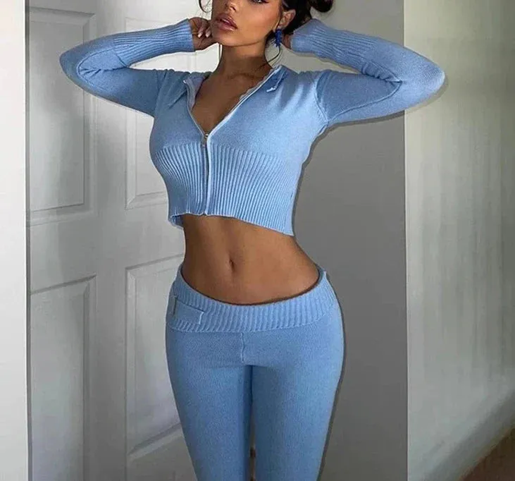 Fashionkova Ivorie Knitted Pants Set