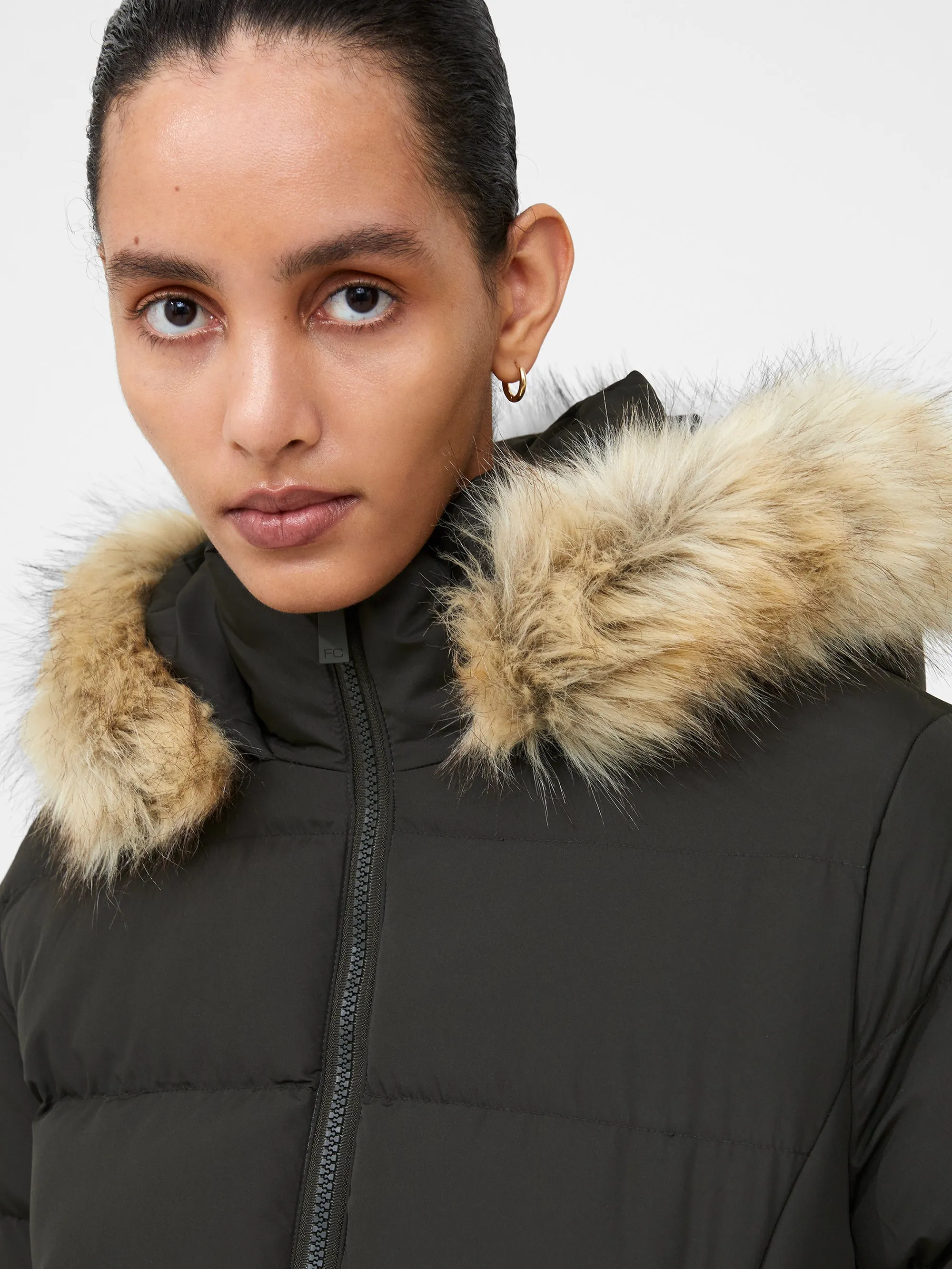 Faux Fur Hooded Puffer Coat