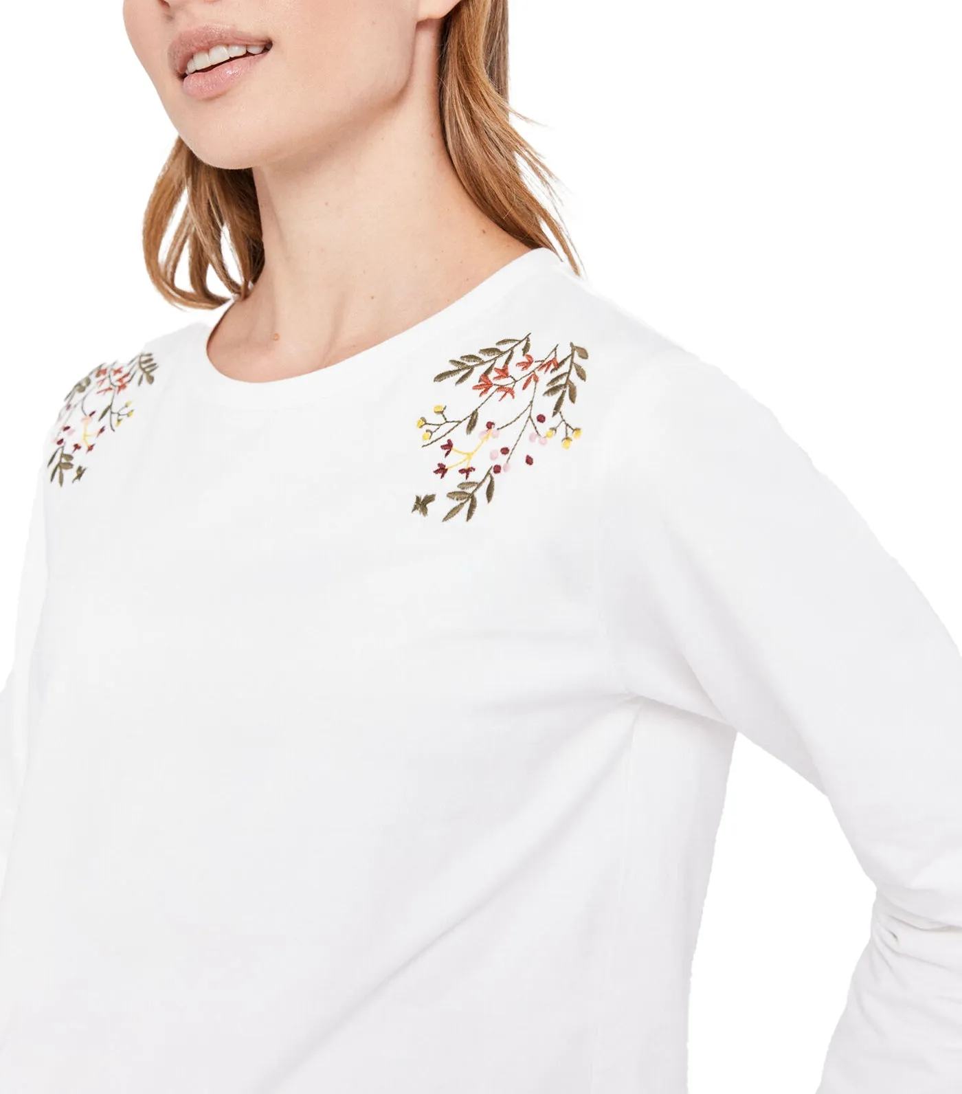 Floral Embroidered Sweatshirt White