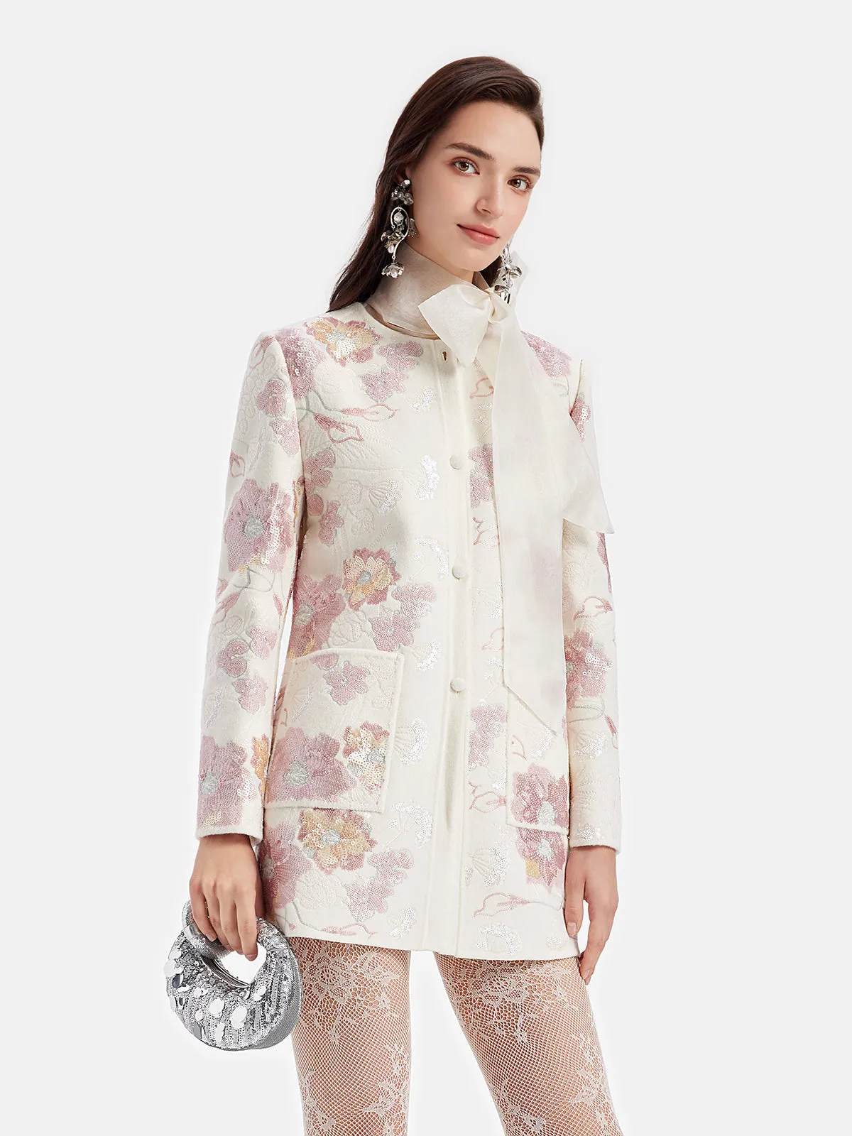 French Embroidered Satin Jacket