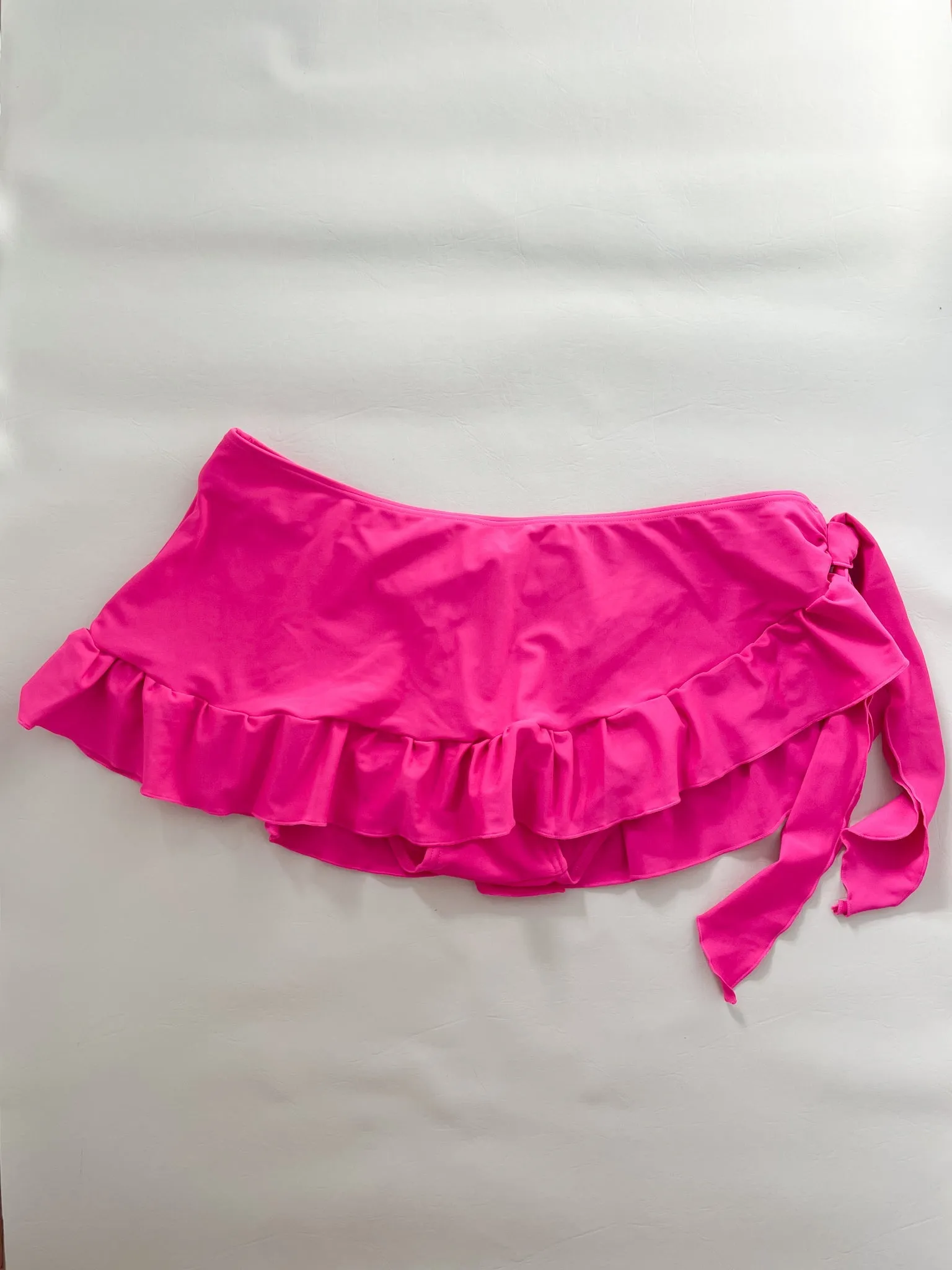 Fuschia Ruffle Hem High Rise Bikini Bottoms - L/XL