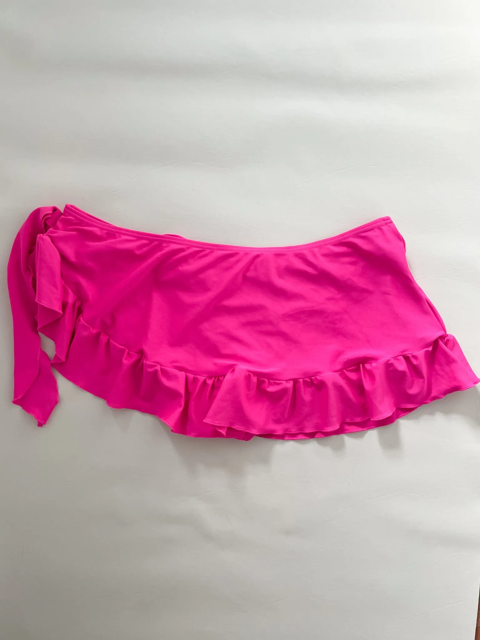 Fuschia Ruffle Hem High Rise Bikini Bottoms - L/XL