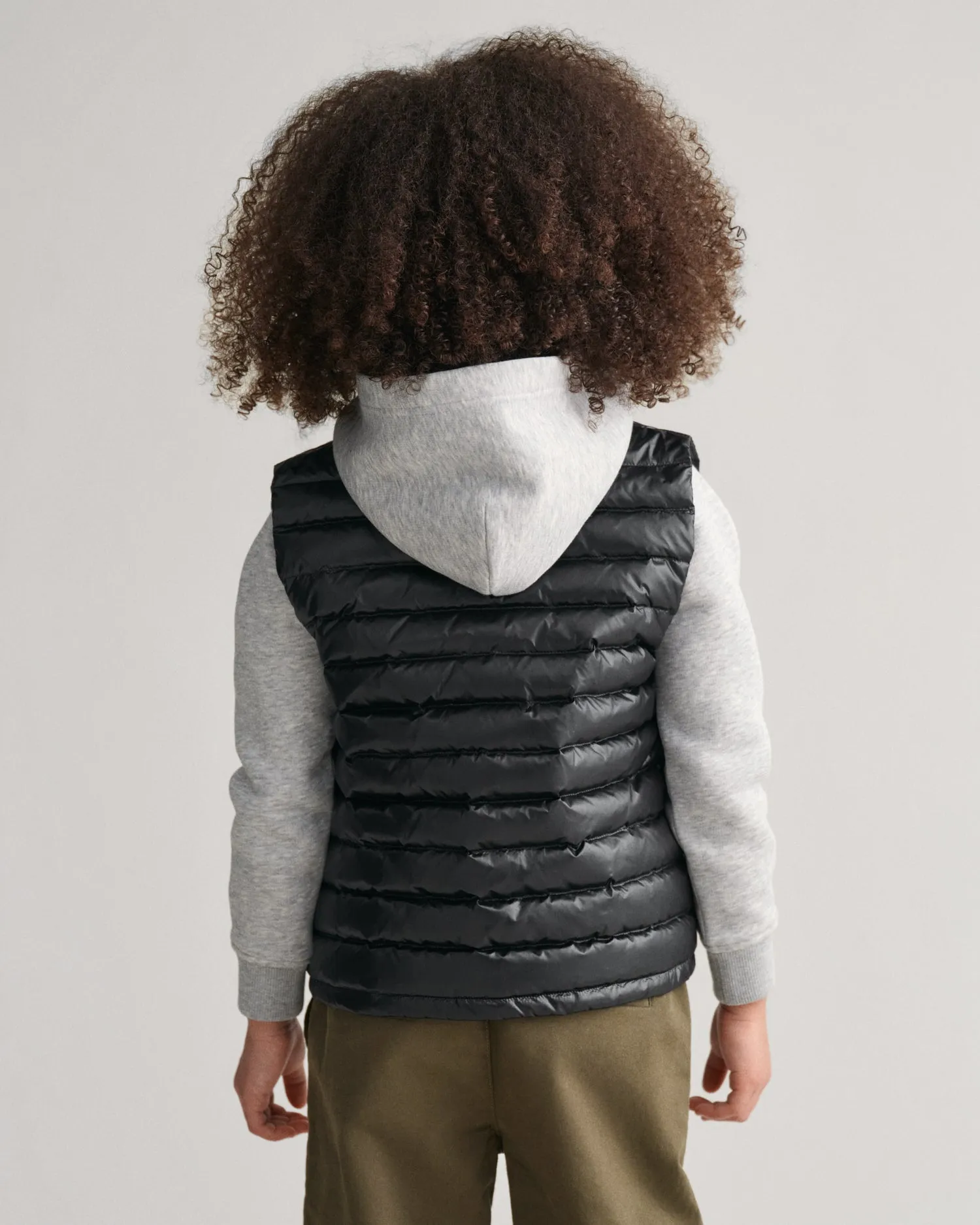 Gant Boys Black Solid Stand Collar Sleeveless Gilet Jacket