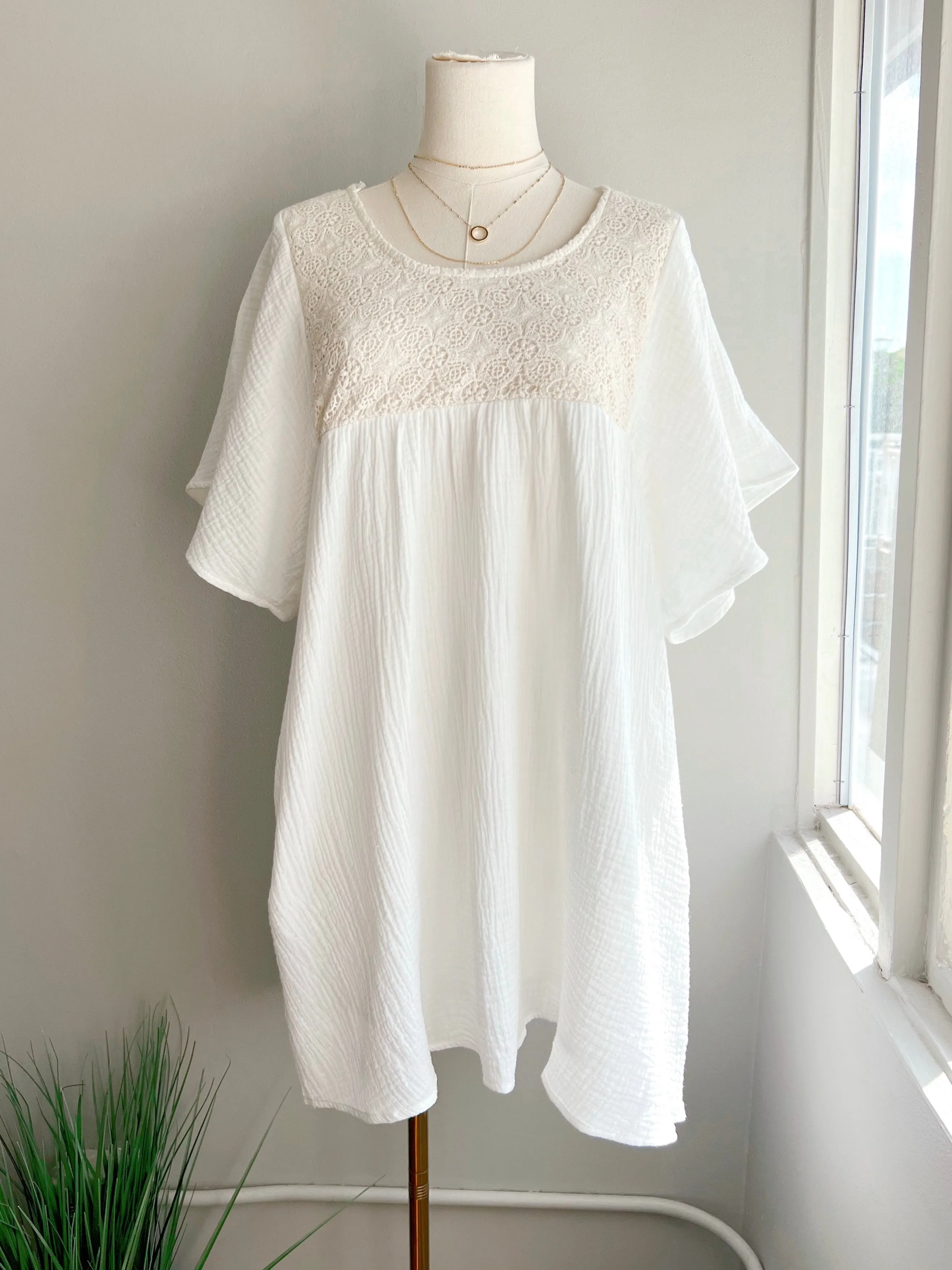 Gauze Crochet Dress (2 colors) (FINAL SALE)