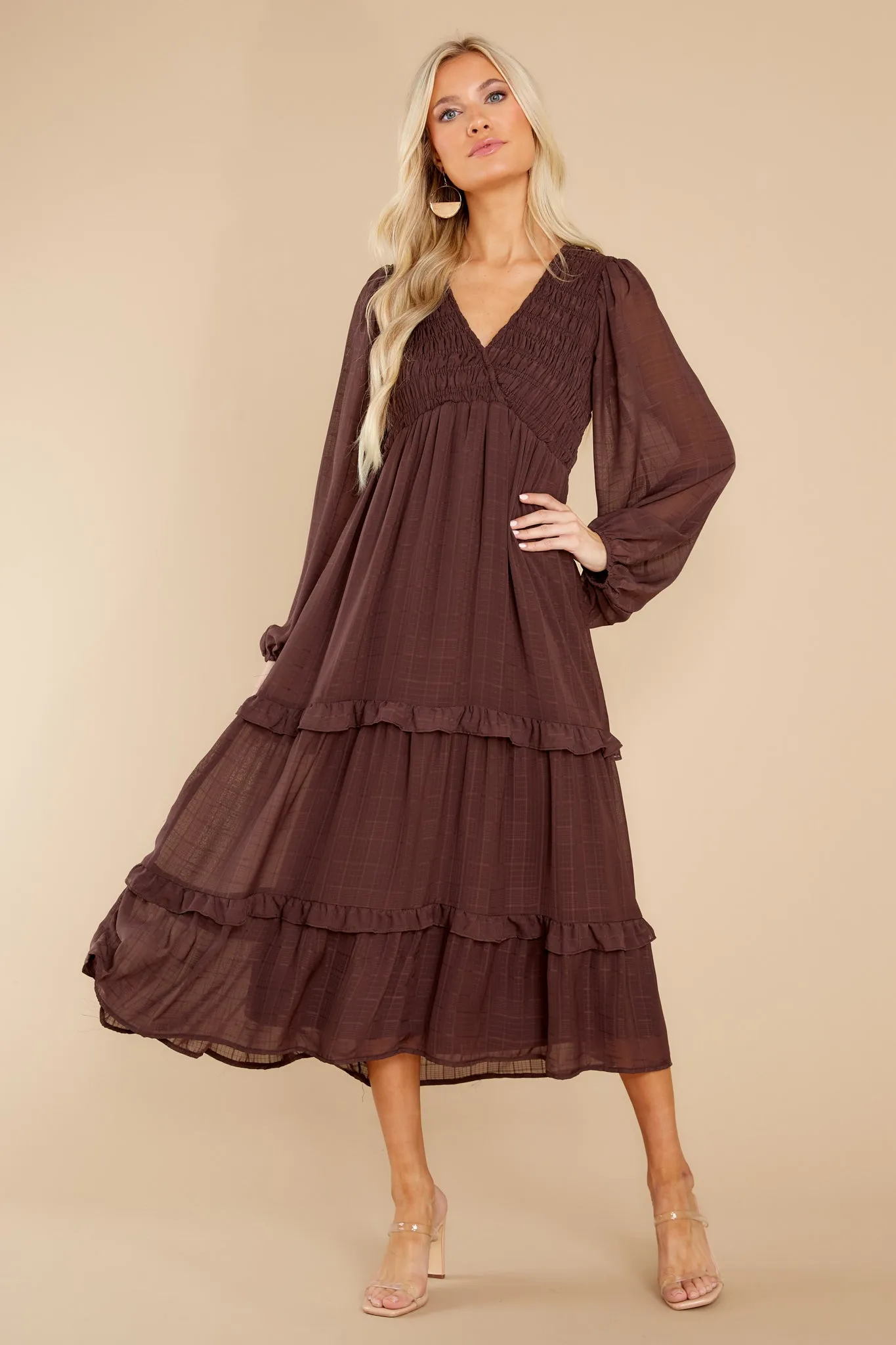 Genuine Beauty Brown Multi Midi Dress