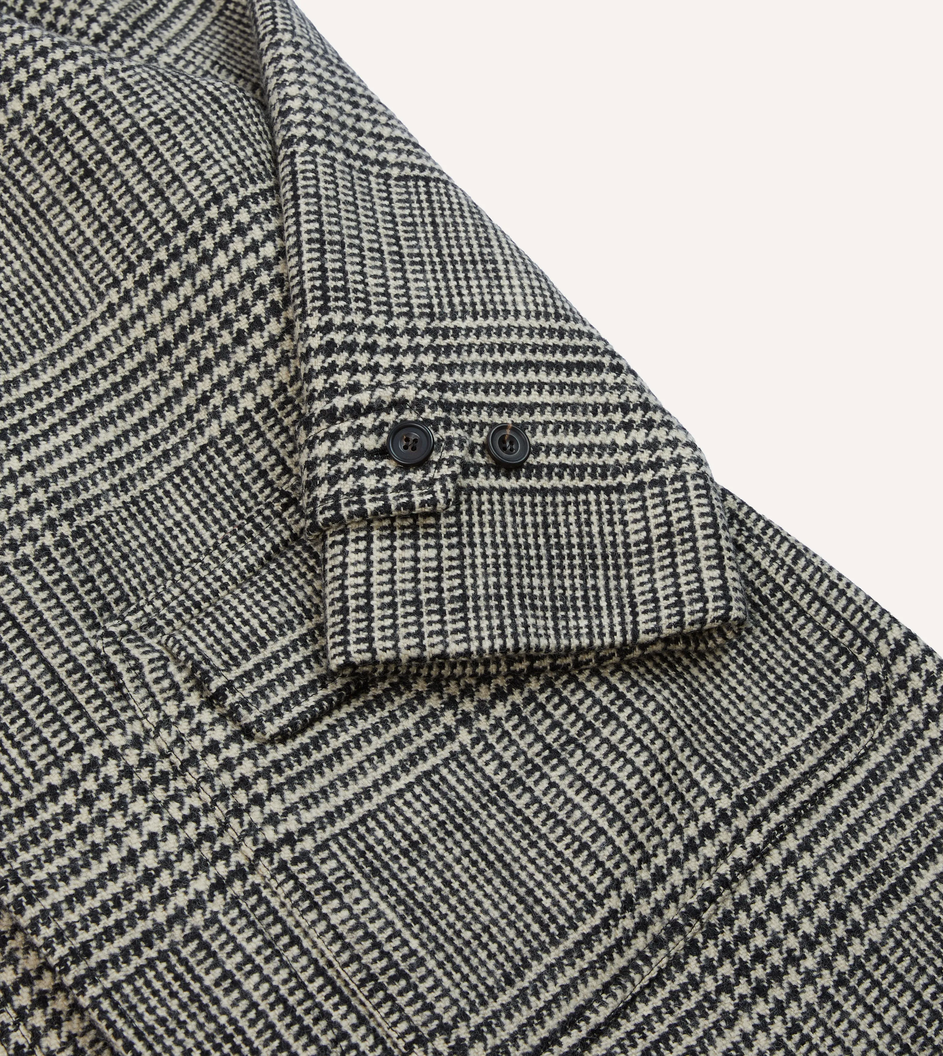 Grey Prince of Wales Check Wool Raglan Coat