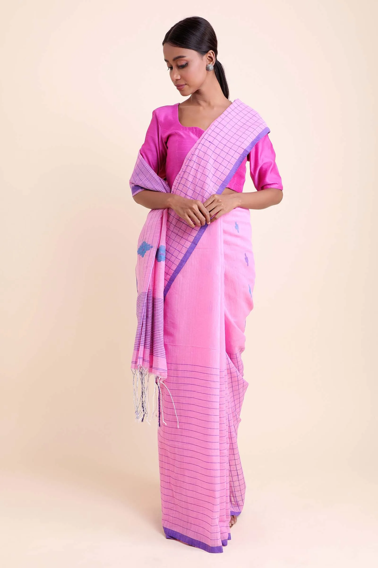 Gulaabi Shaam Cotton Blend Saree