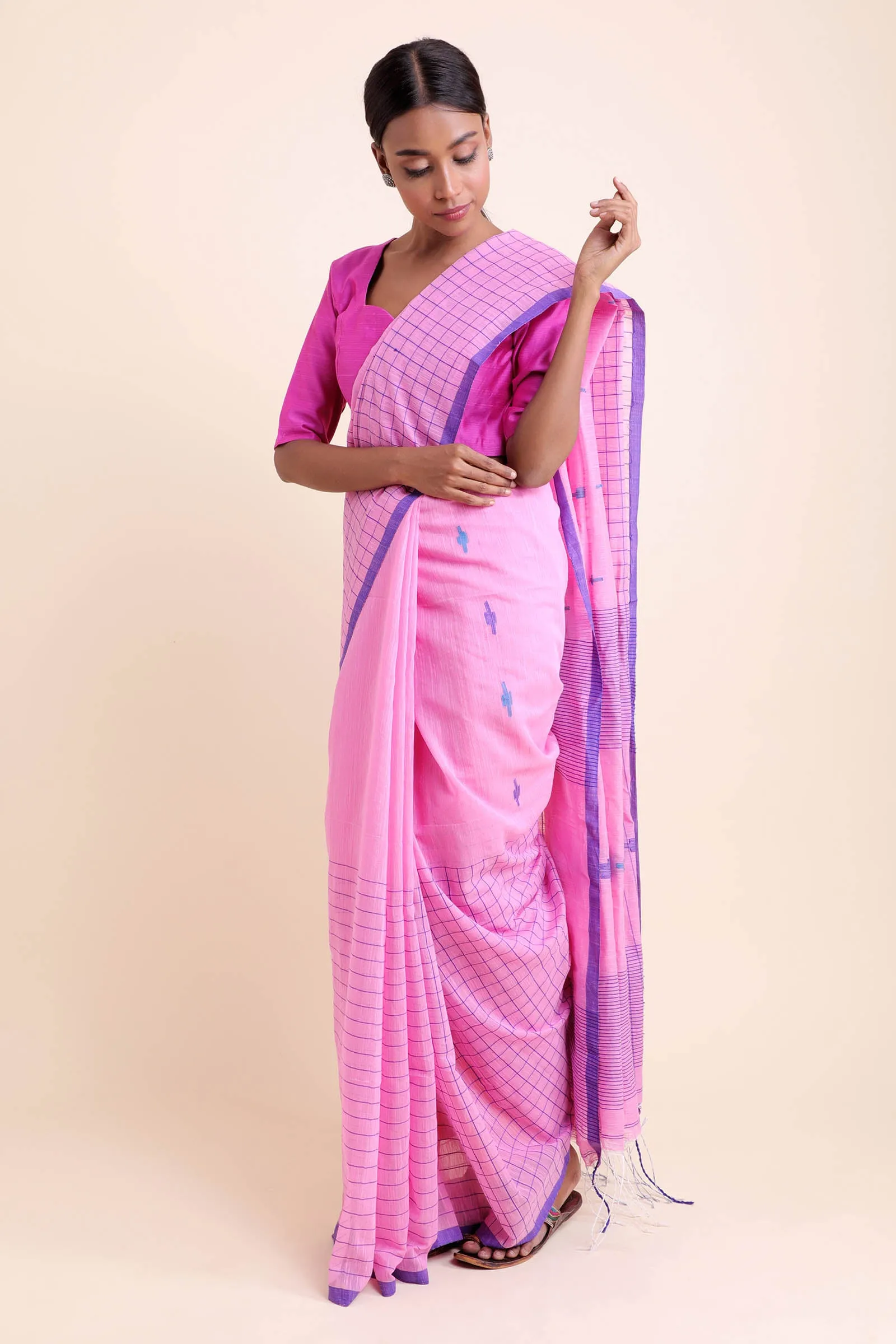 Gulaabi Shaam Cotton Blend Saree