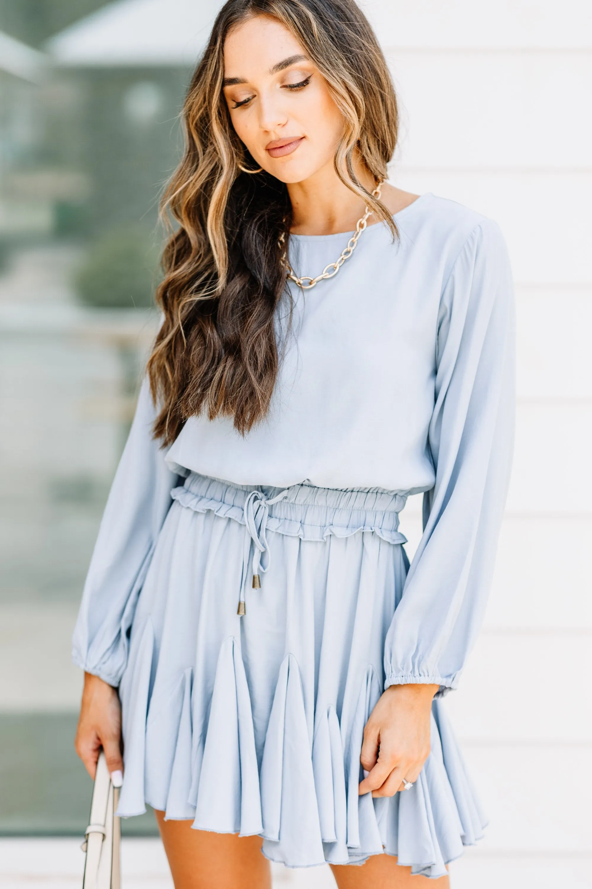 Home With You Dusty Blue Romper Dress