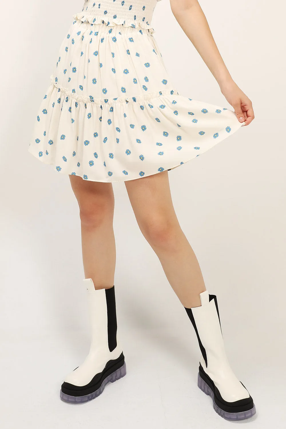 Kelly Daisy Printed Ruffle Skirt