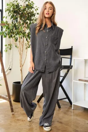 McKenna Stripe Button Down Shirt and Pants Set