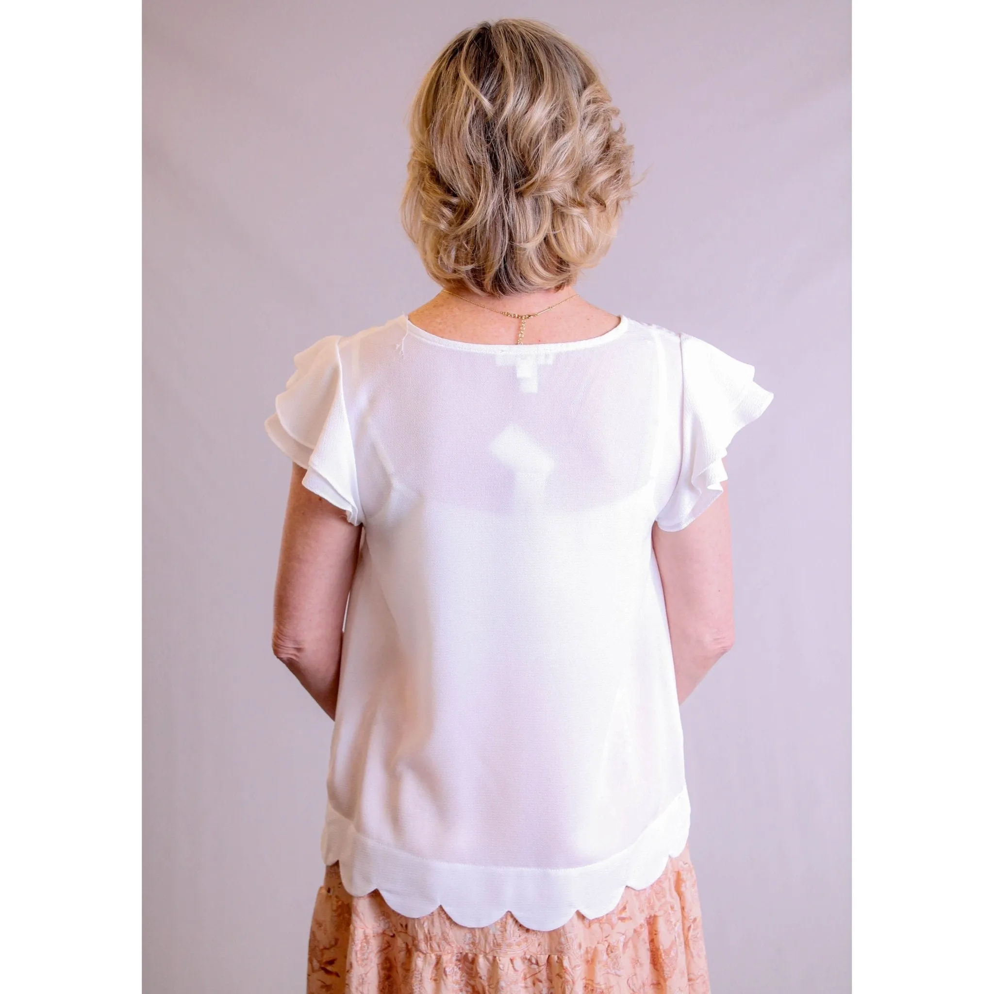 Mine Round Neck Top with Flutter Sleeves