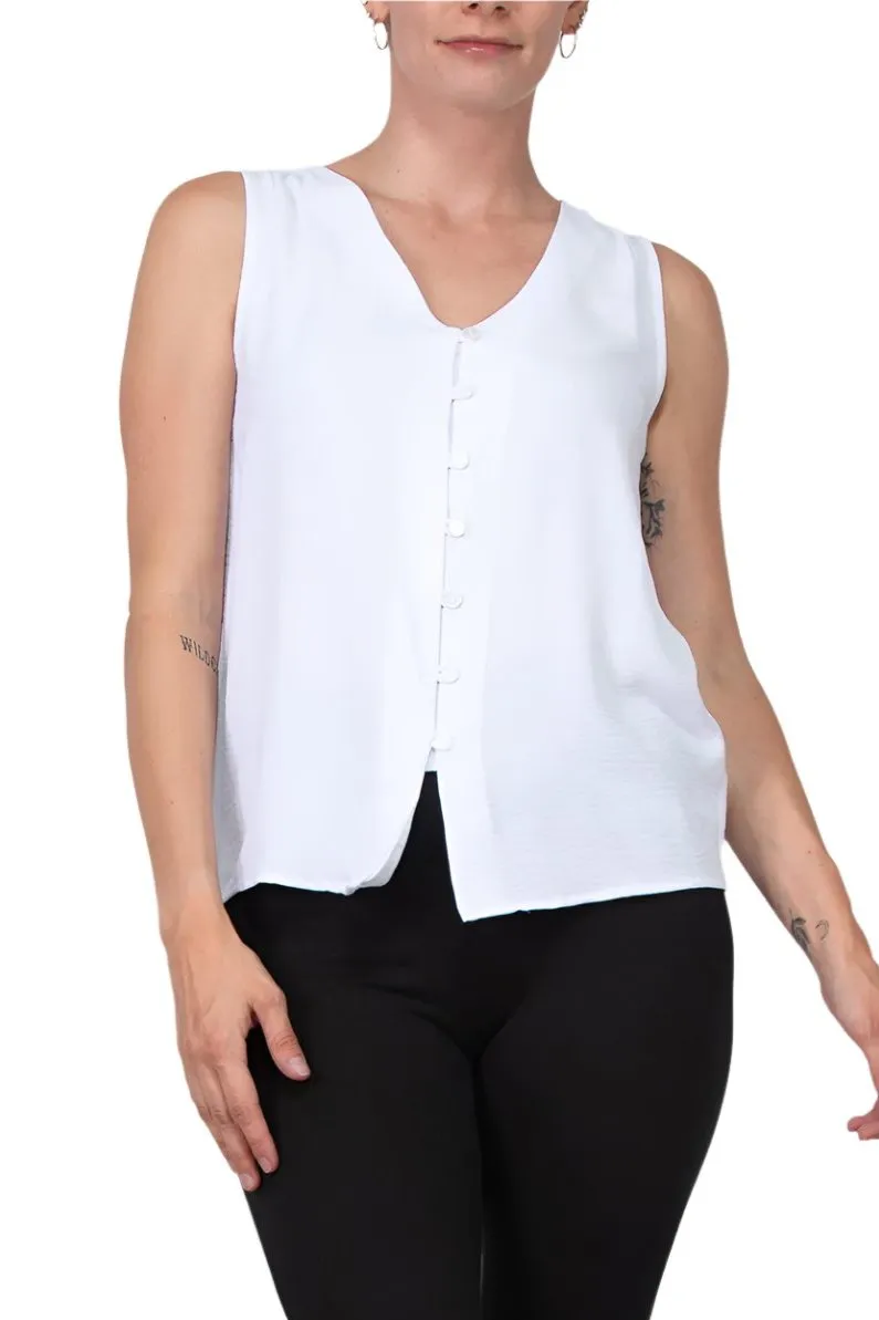 Notations Sleeveless Button Front Airflow Blouse