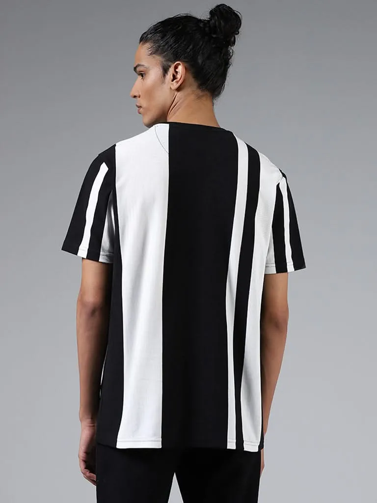 Nuon Black Striped Cotton Slim-Fit T-Shirt