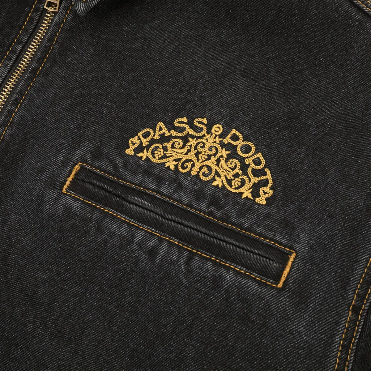 Pass~Port - Vineyard Birds Denim Delivery Jacket Washed Black