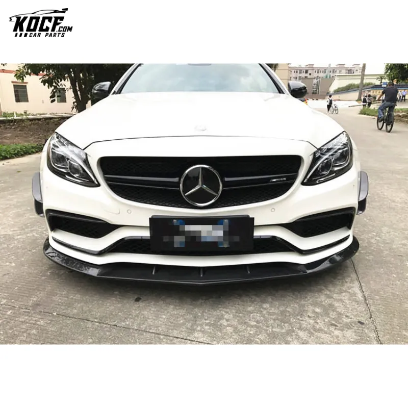 PM style carbon fiber front bumper lip splitter spoiler for Mercedes Benz C63 amg W205 coupe sedan