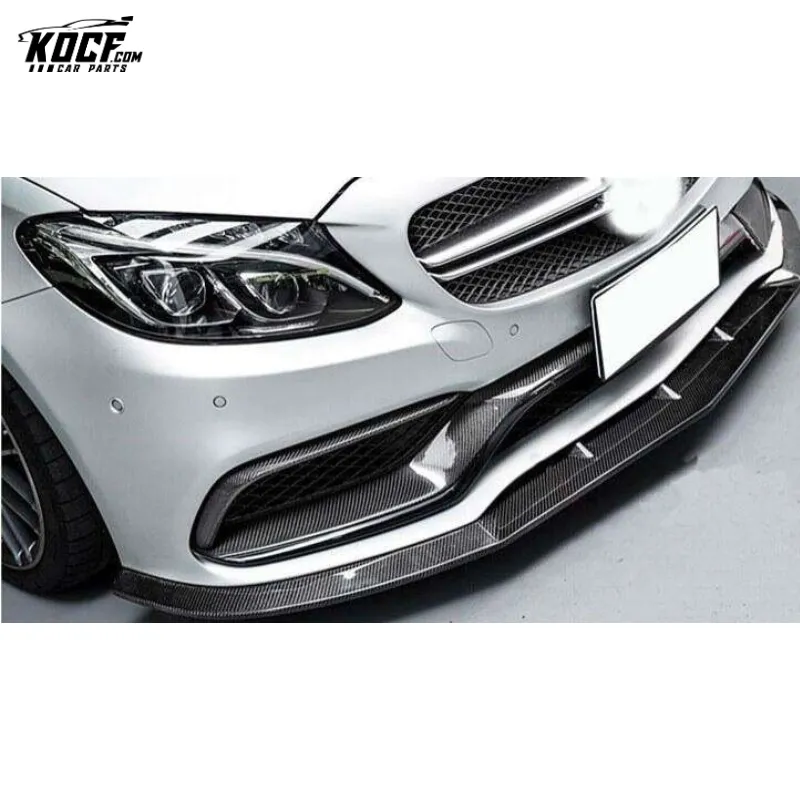 PM style carbon fiber front bumper lip splitter spoiler for Mercedes Benz C63 amg W205 coupe sedan