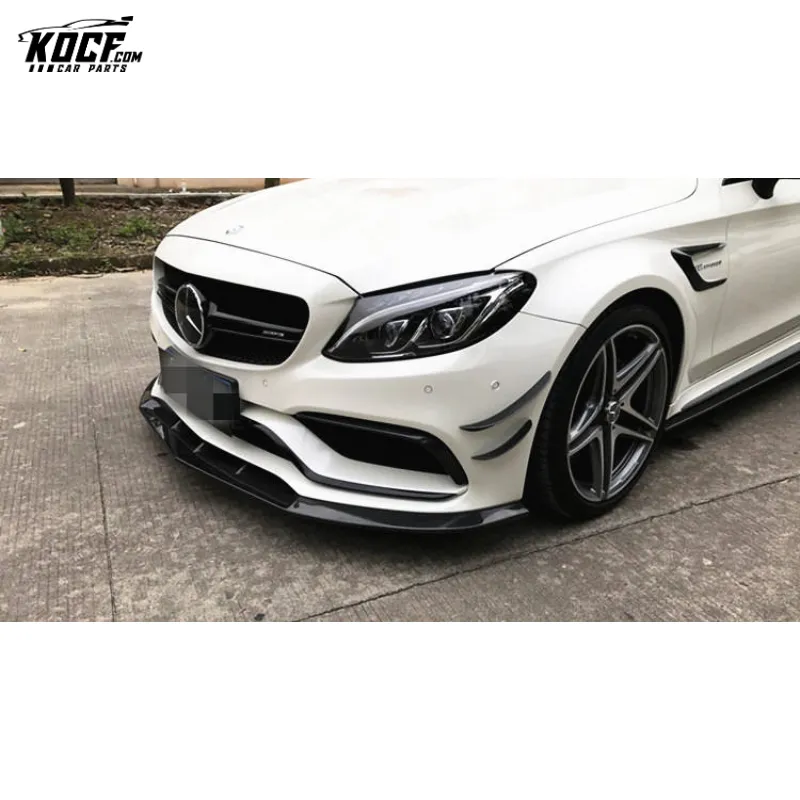 PM style carbon fiber front bumper lip splitter spoiler for Mercedes Benz C63 amg W205 coupe sedan