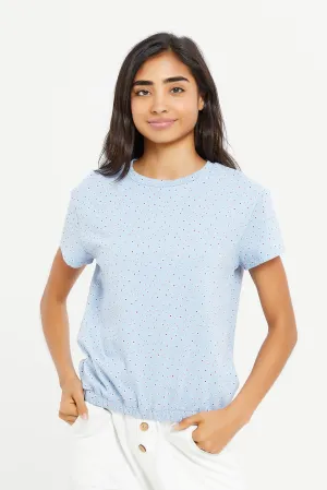 Senior Girls Blue Printed Top