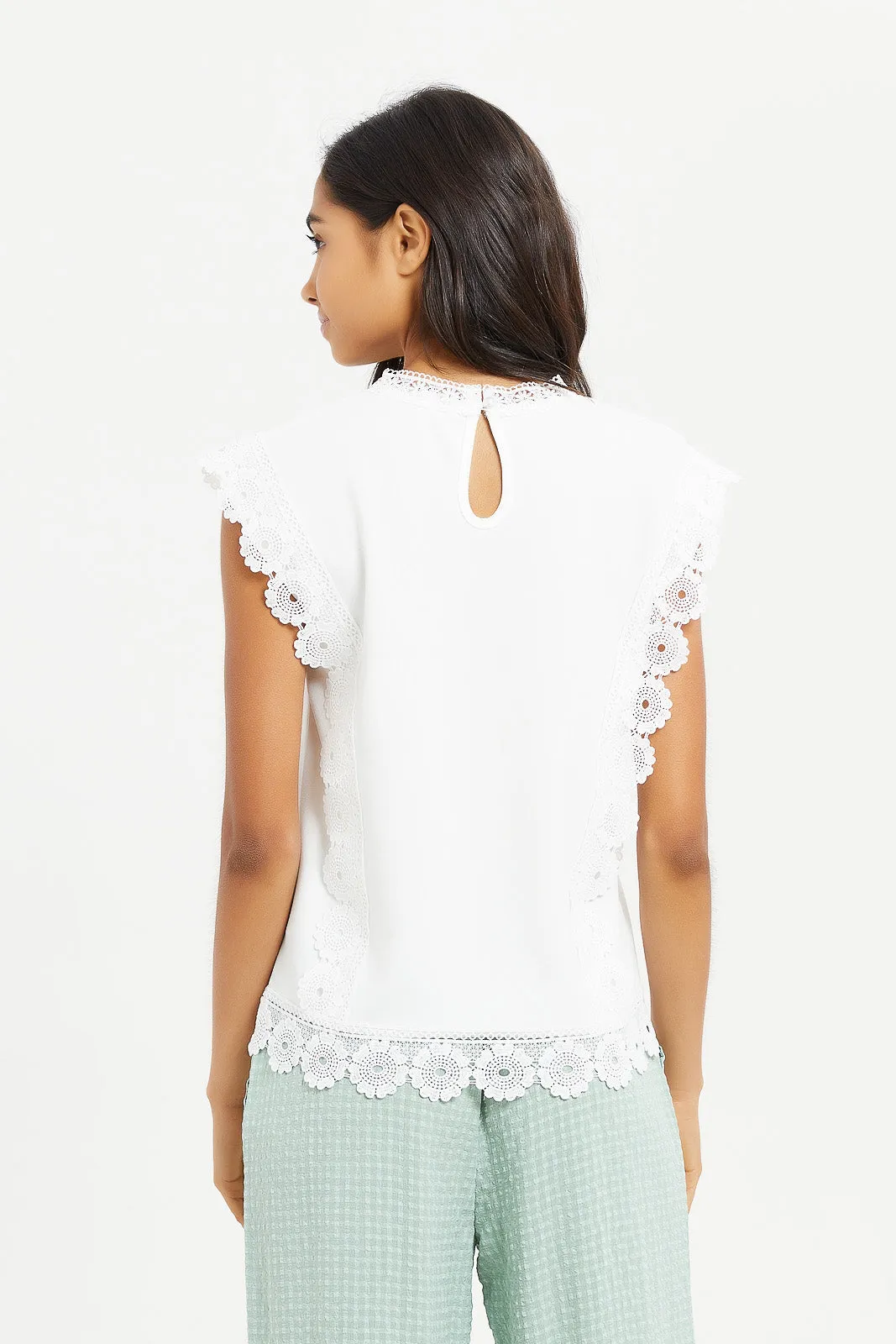 Senior Girls White Lace Top