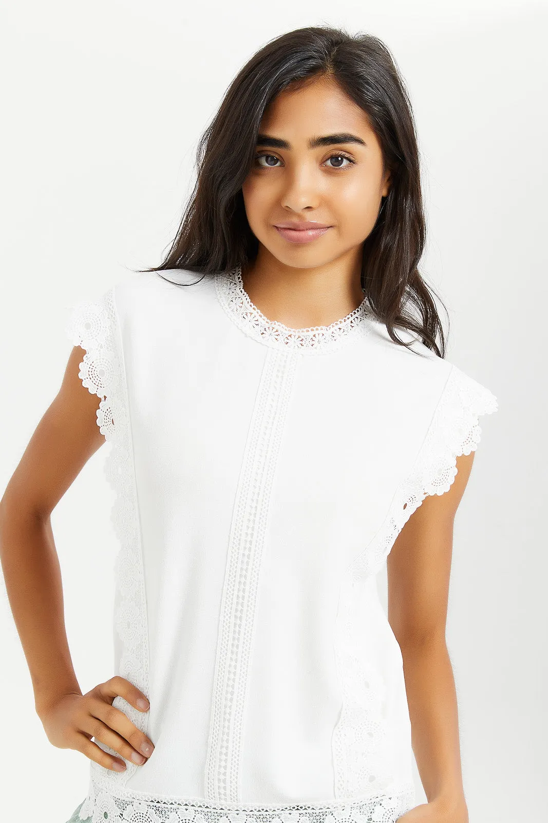 Senior Girls White Lace Top