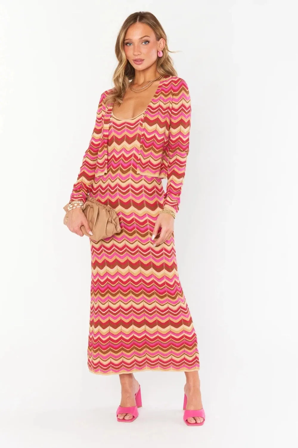 Show Me Your Mumu Coza Cardi Top in Horizon Stripe Knit