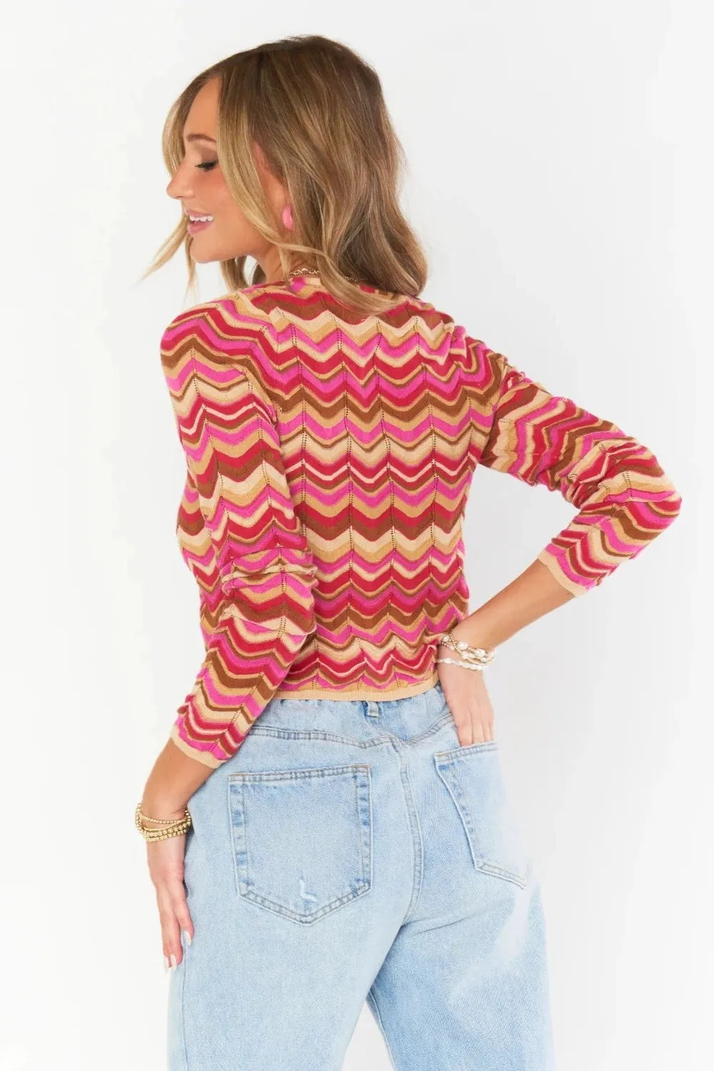 Show Me Your Mumu Coza Cardi Top in Horizon Stripe Knit