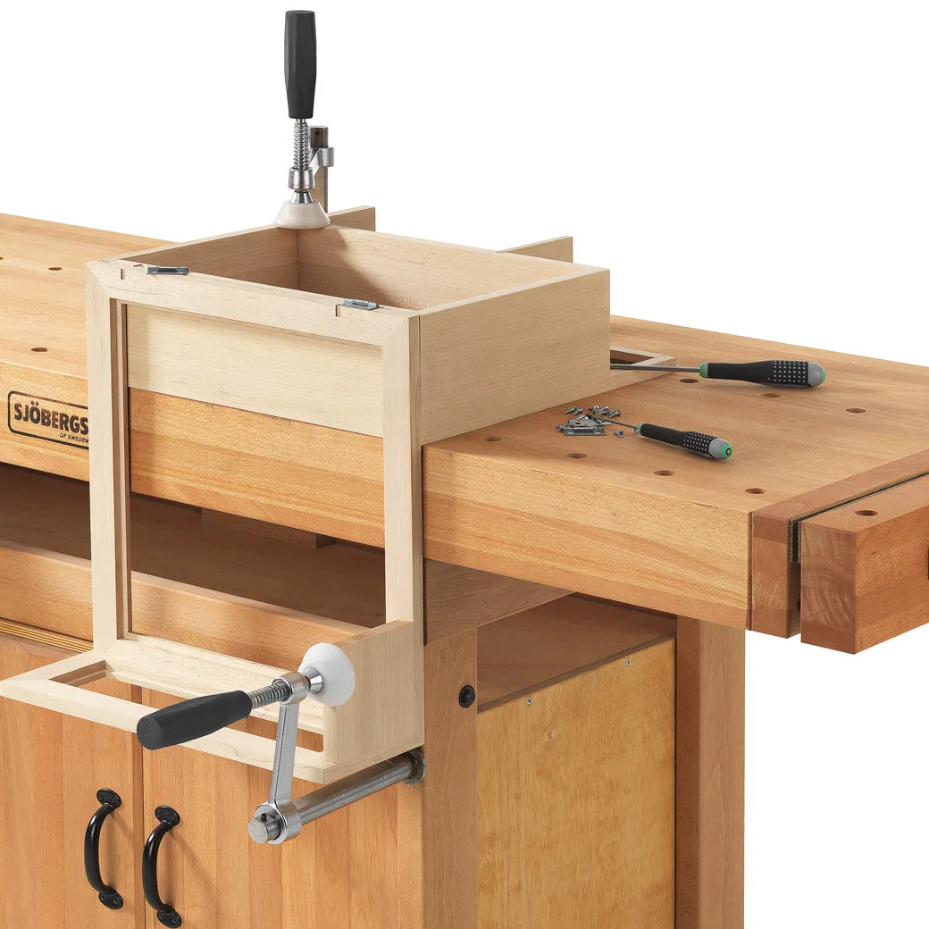 Sjöbergs European Beech Elite 1500 Professional Workbench with Storage Cabinet and Accessory Kit 59" x 29" with 3-3/8" Top (DCE)