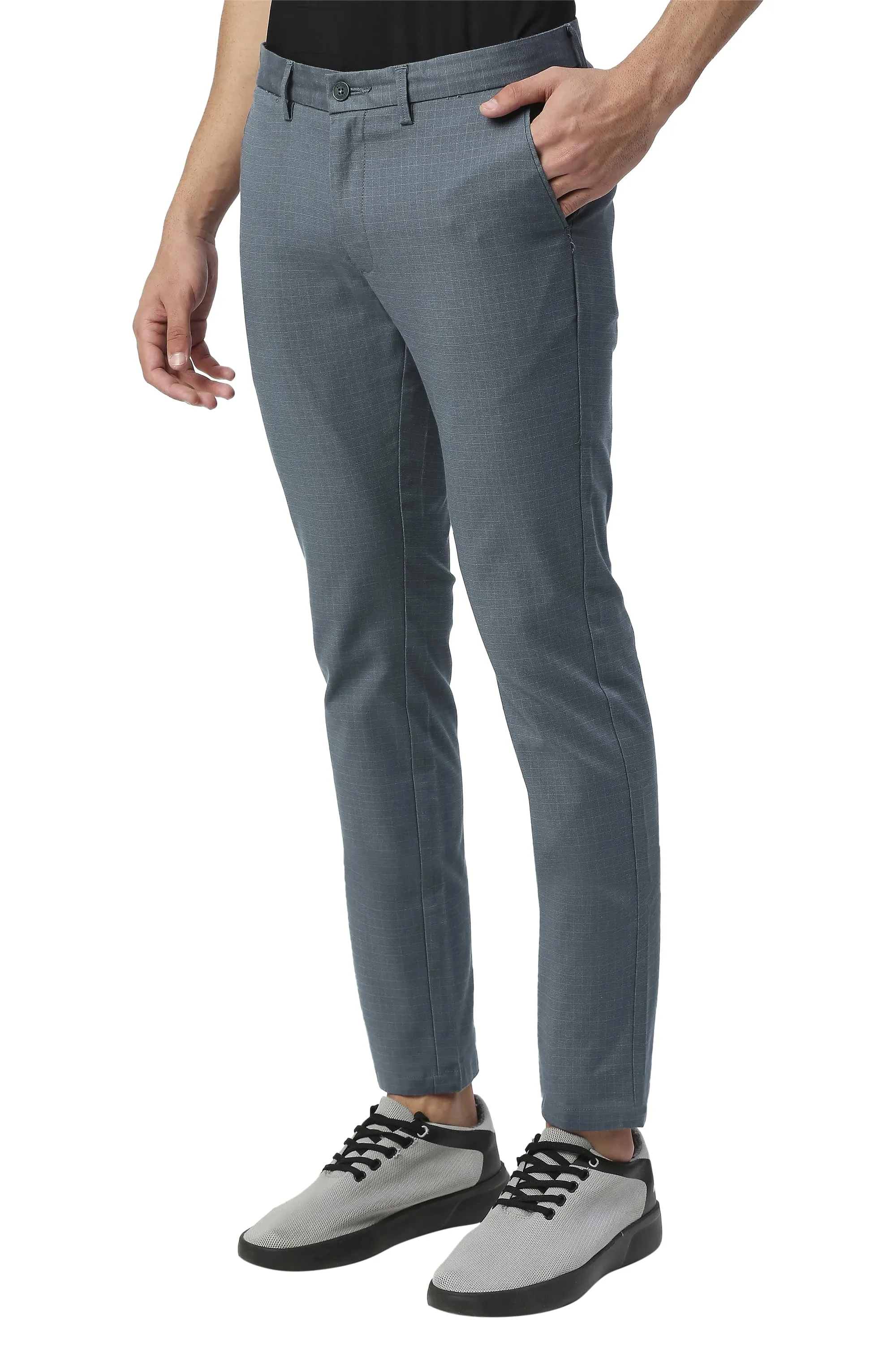 Skinny Fit Stretch Checks Trousers